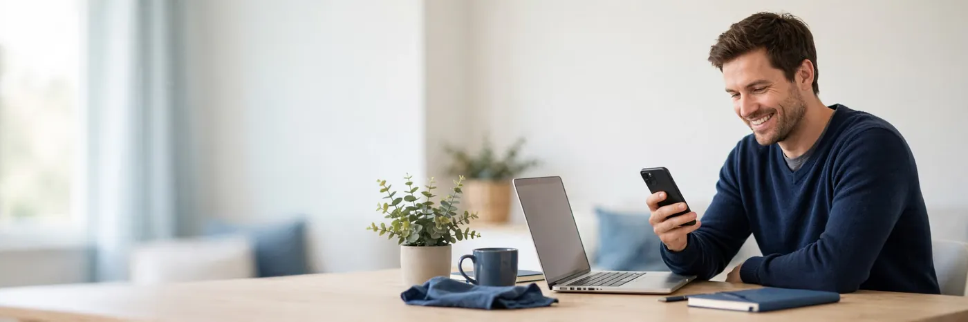 Woman applying for a free government iPhone on her phone at home with The iPhone