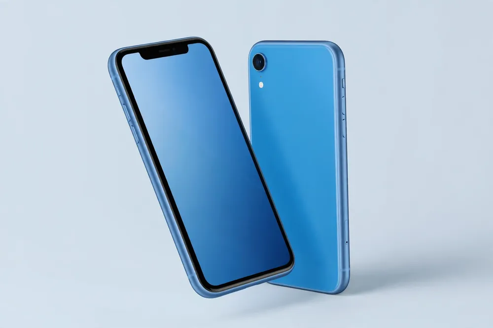 Blue iPhone XR refurbished with big screen and Face ID, discounted with The iPhone Lifeline plans
